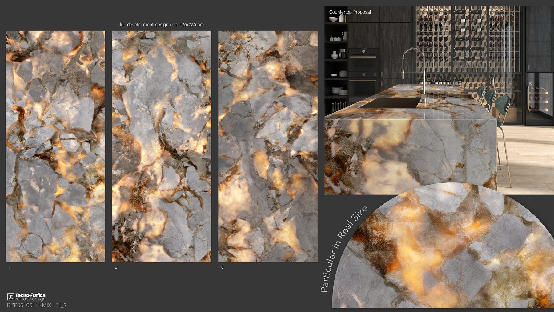 Vetralux illuminated stone surface in a contemporary kitchen